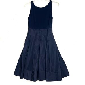 Ralph Lauren Midi Dress Sleeveless Fit and Flare Navy Blue 6 Petite
